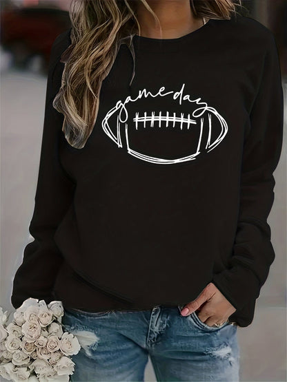 Graphic Print Fleece Round Neck Long Sleeve Pullover Hoodie