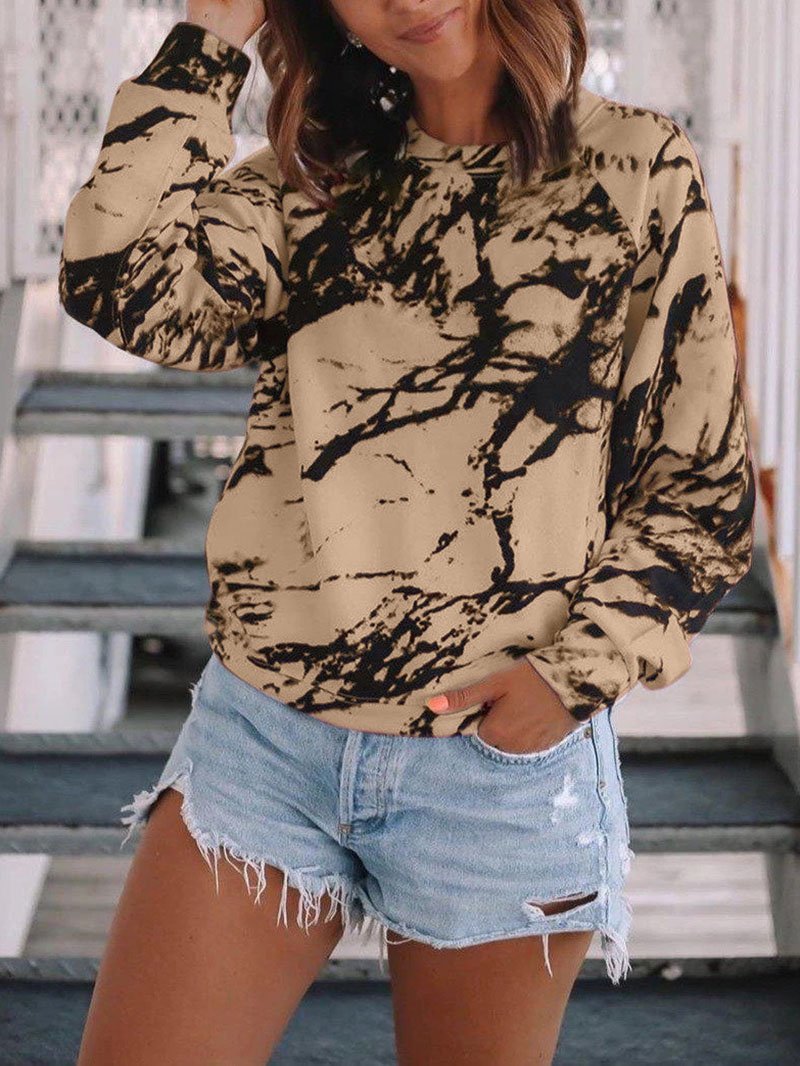 Women Tie-Dye Print Long Sleeve Relaxed T-shirt - LuckyFash™